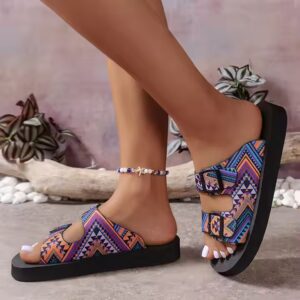 New Trendy Large Size Thick Sole Sandals Women's Color Block European and American Style Thick Sole Beach Shoes - Image 1