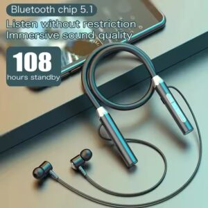 Wireless Headphones Blue tooth 5.0 Neckband Earphones Silicone Hifi 9D Stereo Sports Headset Halter Waterproof Magnetic Earbuds - Image 7
