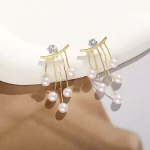Gold Plated Pearl Dangle Earring Women - Image 3