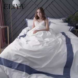 100% Cotton Eliya 400tc White King Size Bedsheet Bedding Set Hotel Style Duvet Cover Set Wedding Quilt Cover Plain Dyed 4 Pcs 40 - Image 3