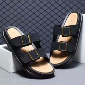 2024 New Design Summer Casual Slide Sandals Comfortable Slip on Slippers Fashion Luxury Leather Flat Sandals for Men - Image 2