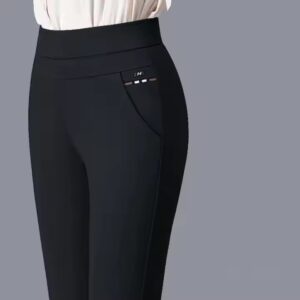 High-quality women's straight pants women's casual trousers loose thin high waist middle-aged Leisure pencil trousers - Image 3