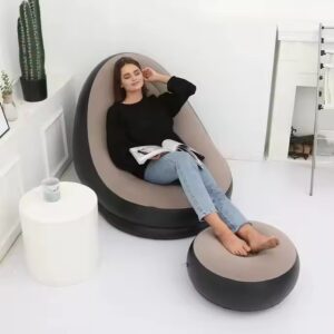 Thick Inflatable Sofa Lazy Sofa With Footstool Foldable portable creative lounge chair optional color spot home furnishing - Image 3
