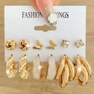 Women Punk Pearl Dangle Drop Earrings Trend Set of Earrings Jewelry Gift - Image 6