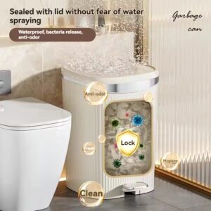 Trash Can for Home Use Flip Top Paper Basket Bedroom Living Room Large Capacity with Lid Sanitary Bin - Image 4
