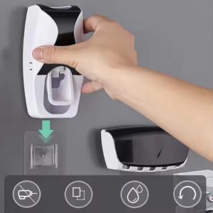 Wall Mount 5 Slot Toothbrush Hanger Dispenser Automatic Toothpaste Squeezer and Toothbrush Holder Set - Image 6