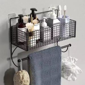 Shower Shelves Bathroom Shelf with Towel Rack No Drilling Installation Kitchen Bathroom Wall Storage Bracket Iron - Image 6