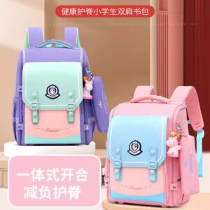 students' schoolbag children's baby backpack boys girls bookbags with pencil case and pendants british-style backpack - Image 5