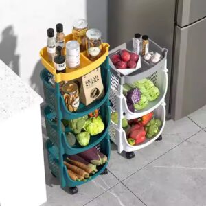 4 Layer Plastic Kitchen Fruit Storage Vegetable Storage Rack With Wheels - Image 4