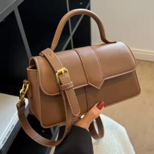 omen's Daily Crossbody Handbag Small Square Bag Designer Handbags Cross Shoulder Women Leather Hand Bag - Image 5