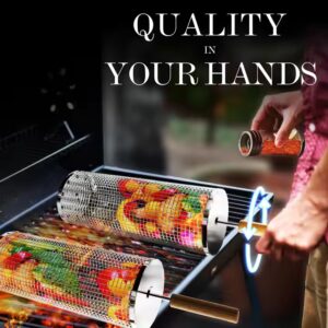 Barbecue Natural Wooden Handle Nesting Grill Baskets - Image 3