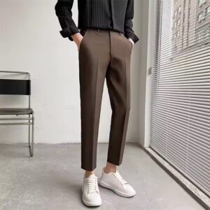 Cross-border menswear 28-40 size light business simple straight slim nine-point suit pants - Image 3