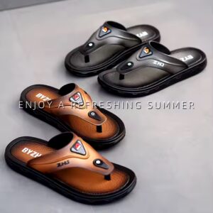 leather upper Men's outdoor sport flip Flops Flipflops slippers sandals beach slippers - Image 5