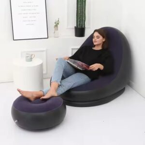 Thick Inflatable Sofa Lazy Sofa With Footstool Foldable portable creative lounge chair optional color spot home furnishing - Image 4