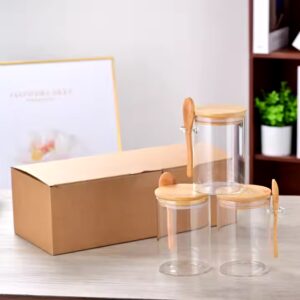 Top Selling 3pcs 500ml eco-friendly kitchen glass food storage jar with spoon set - Image 4