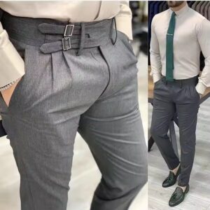 Brown Tile Pleated Pants Royal Blue Double Pleated Latest Pants Stylish Slim Fit Formal Pant Men suit Trousers Design 1 piece - Image 3