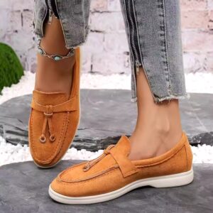 Hot Sale Fall Bean Shoes Ladies Comfortable Loafers Faux Suede Leather Flat Slip-on Casual Thin Walking Shoes for Women - Image 6