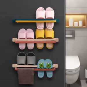 Sesame Cheap factory price Multi-functional Wall No Punching double pole Towel rack Plastic Foldable Shoe Rack - Image 6
