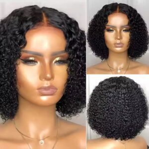 Fiber High Temperature Silk Wig Set Black Medium Short Section Small Curly Hair Set - Image 3