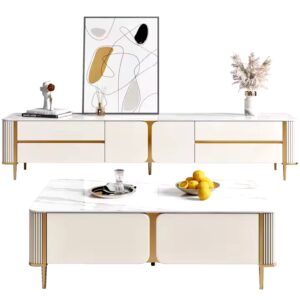 modern Rock Board Coffee Table Extendable Metal MDF for Living Room Bedroom Villa Outdoor Kitchen Hotel Stainless Steel Frame - Image 4