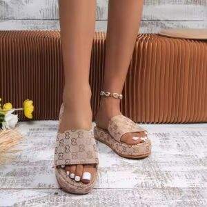 Round Head Thick Bottom Chunky Shoes Women Platform Slippers - Image 6