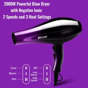 5 in one black purple pink red hair blow dryer comb professional hair dryer 2022 - Image 7