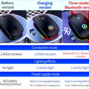 New Rechargeable Computer Usb Gaming Mouse Custom Logo Wireless Silent LED Colorful Lights wireless mouse - Image 6