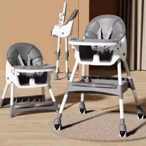 Baby High Chair with 4 Wheels for Babies & Toddlers/Baby Dinning Chair with Removable Tray and seat cushion Adjustable Backrest - Image 5