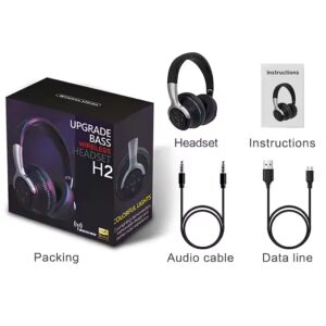 LED light H2 Wireless Headphones 5.0 Blue tooth Earphone Foldable Bass with TF Card For iPhone Sumsamg Phone With Mic Headsets - Image 5