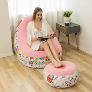Thick Inflatable Sofa Lazy Sofa With Footstool Foldable portable creative lounge chair optional color spot home furnishing - Image 6
