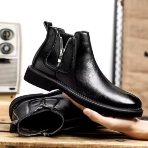 New fashion waterproof non-slip ankle high pointed toe leather Chelsea men's boots - Image 6