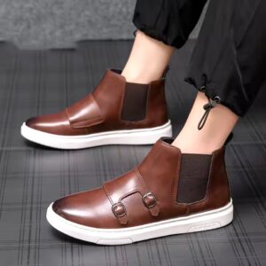 New Fashion Men's Chelsea Boots Comfortable Simple Men's Large Size Leather Boots - Image 4