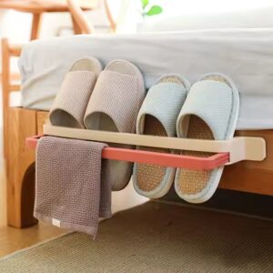 Sesame Cheap factory price Multi-functional Wall No Punching double pole Towel rack Plastic Foldable Shoe Rack - Image 4