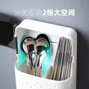 Household Chopstick Basket With Cover For Dust-proof Kitchen Shelving Chopsticks Fork Spoon Wall-mounted Tableware Storage Box - Image 4