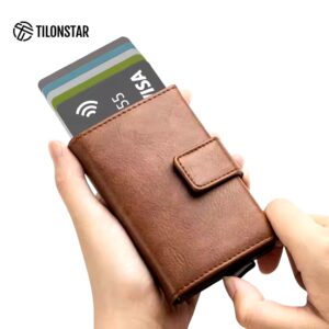 Pop Up Aluminum Credit Card Protector Wallets Men Leather Cash Credit Card Holder Wallet - Image 4