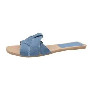 Large flat bottomed trendy straight line slippers for women's new foreign trade cross solid color fashionable sandals - Image 4