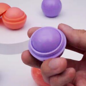 Organic Lip Care Moisturizing Chapstick Private Label Lip Cream Exfoliating Purple Round Ball Pink Lip Balm - Image 4
