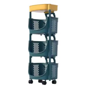 4 Layer Plastic Kitchen Fruit Storage Vegetable Storage Rack With Wheels - Image 6