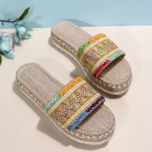 HO 2024 New Ethnic Style Large Size Women S Thick Bottom Fish Mouth Hemp Rope Candy Color Slippers - Image 5