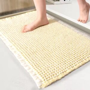 Tassel Waffle Non-slip water Absorbent bath mat Braided Anti Slip Microfiber Soft Shaggy shower bathroom mat - Image 6