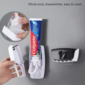 Wall Mount 5 Slot Toothbrush Hanger Dispenser Automatic Toothpaste Squeezer and Toothbrush Holder Set - Image 5