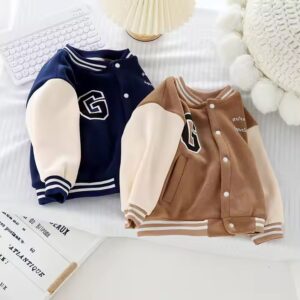 Double-Sided Oli Velvet Baseball Coat for Boys and Girls Solid Pattern Casual Korean Style Winter Coat - Image 3