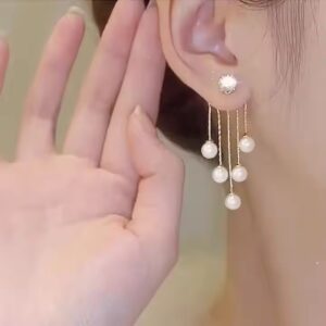 Gold Plated Pearl Dangle Earring Women - Image 6