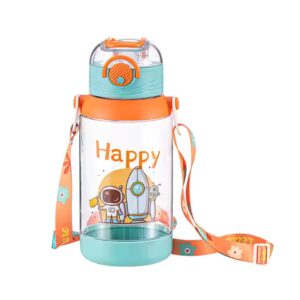 Flip Top Straight Kids Water Bottle With Straw - Image 4