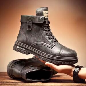 Men's Leather Waterproof Lace-up Oxford Dress Boots Men's Casual Business Work Daily Shoes - Image 4