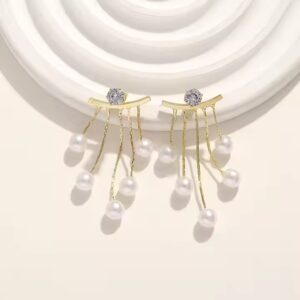 Gold Plated Pearl Dangle Earring Women - Image 4