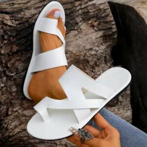 women slippers high quality rubber sandals women double color PU material low heels sandals for women and ladies - Image 7