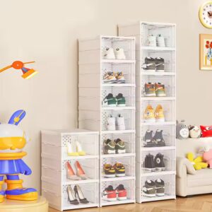 Rmier 6-Tier Foldable Shoe Rack Organizer for Closet Plastic Shoe Shelf Clear Shoe Boxes Stackable with Door Easy Assembly - Image 5