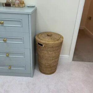 Handmade Large XL Rattan Wicker Storage Baskets Bamboo Lids Cloth Woven Laundry Hamper Home Use Daily Style-Vietnam Wholesale UK - Image 4