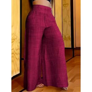 Spring Summer New Fashion Casual Comfortable Women Lady Solid Color High Waist Slim Wide Leg Long Pants - Image 3